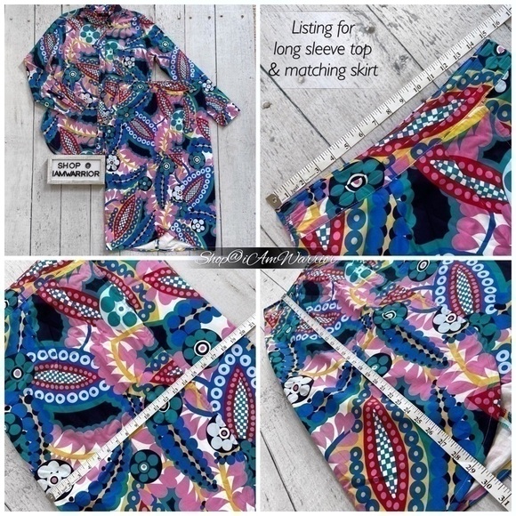 J.Crew NWOT 2-piece graphic floral long sleeve top & matching midi skirt set - Picture 9 of 11